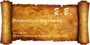 Roskovics Barnabás névjegykártya